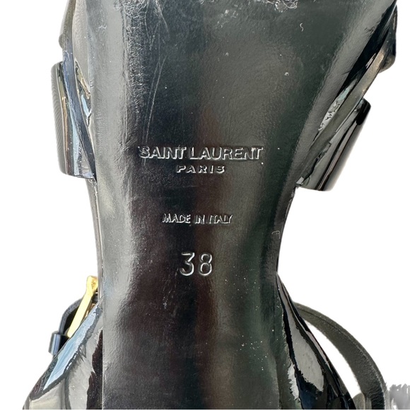 Saint Laurent TRIBUTE PLATFORM SANDALS IN PATENT LEATHER BLACK like new 🚨 - Picture 9 of 12